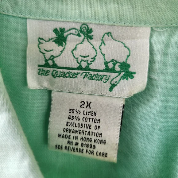 Quacker Factory Mint Green Shirt with Butterfly Embroidery - Picture 3 of 7